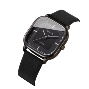 Minimalist Square Quartz Leather Wristwatch